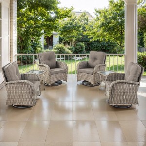 Belord 6-Piece Outdoor Patio Set with 4 Swivel Rocker Chairs and Side Table, All-Weather Glider Chairs with Water-Resistant Cushions - 1 of 4