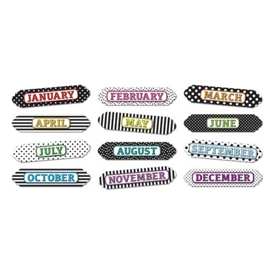 Black and White Magnetic Monthly Calendar Labels