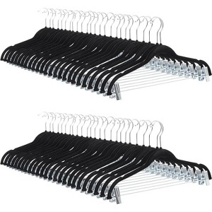 Paaaawaters Basics Velvet, Non-Slip Skirt Clothes Hangers with Clips, Organize Pants and Skirts, Black/Silver - 1 of 4