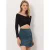 Allegra K Women's Corduroy Vintage Button Decor Ruffled Trim High Waist Mini Skirt - 2 of 4