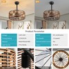 POWLIG 18.11-in - Bamboo and Rattan Woven Metal Frame Ceiling Fan Light Kit with Remote Control - 3 of 4