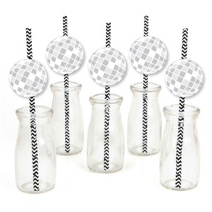 Big Dot of Happiness Disco Ball - Paper Straw Decor - Groovy Hippie Party Striped Decorative Straws - Set of 24 - 1 of 4