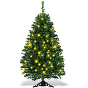 Costway 4Ft Pre-Lit Charlie Pine Christmas Tree Plastic Led Lights - 1 of 4