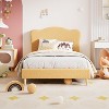 Bed Frame for Kids, Upholstered Platform Bed with Boucle Headboard for Girls, Cute Velvet Bed, No Box Spring Needed, Easy Assembly - 3 of 4
