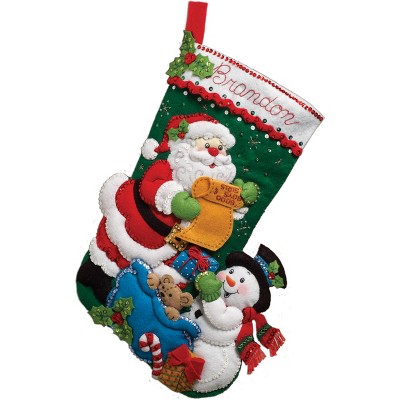 Bucilla Felt Stocking Applique Kit 18" Long-Santa's List