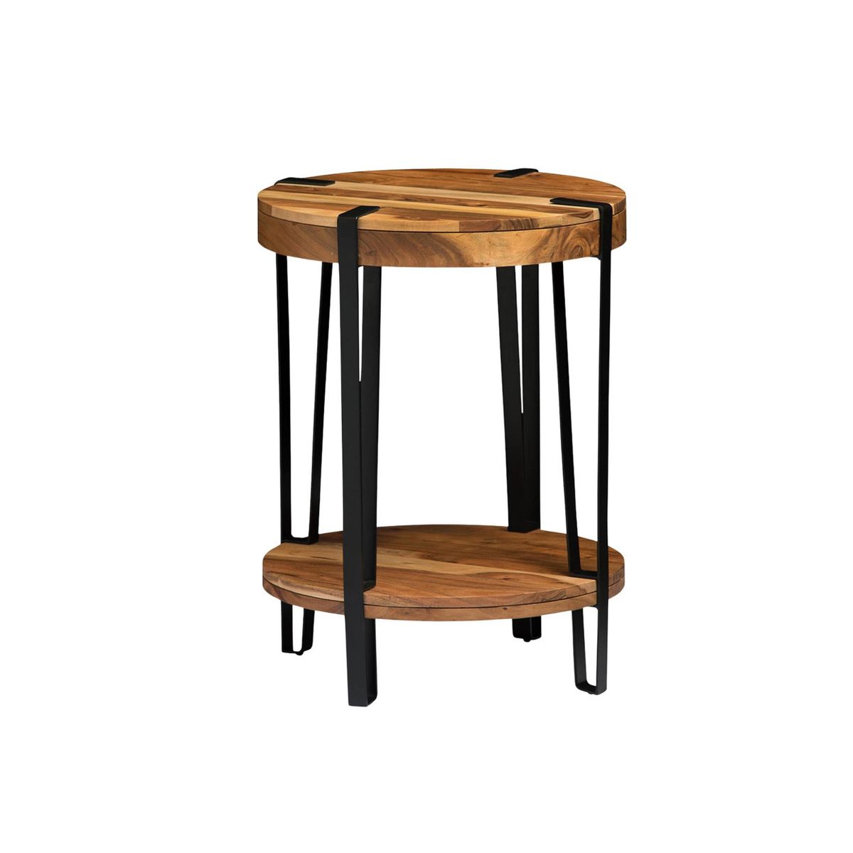 Alaterre Furniture 21" Ryegate Natural Brown Live Edge Solid Wood Round End Table Metal And Wood - thumbnail 2