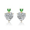 Guili Sterling Silver 14k Gold Plated Two-Stone Heart Dangle Earrings with Colored Cubic Zirconia, Elegant & Versatile for Any Occasion - 2 of 2