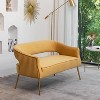 SEYNAR Modern 51'' Velvet Tufted Loveseat Open Back with Golden Metal Legs - 2 of 4