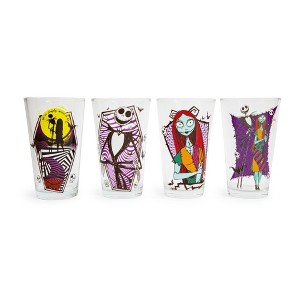 Silver Buffalo Disney Nightmare Before Christmas Jack & Sally 16-Ounce Pint Glasses | Set of 4 - 1 of 4