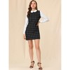 Allegra K Women's Contrast Peter Pan Collar Long Sleeve Above Knee Shift Plaid Dress - 3 of 4