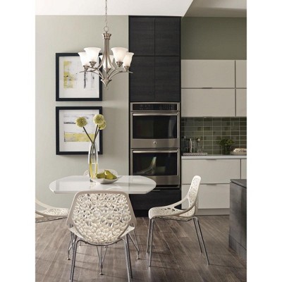 Trinity Brushed Nickel 5-Light Chandelier with Etched Glass Shades