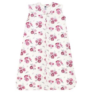Hudson Baby Infant Girl Cotton Sleeveless Wearable Sleeping Bag, Sack, Blanket, Rose - 1 of 2