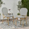 SKRAN Outdoor PE Rattan and Aluminum Armless French Bistro Chairs, Set of 2, Gray and Bamboo Finish for Patio, Garden, Outdoor - 2 of 4