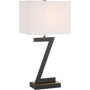 360 Lighting Pellana 26" High Z-Base Modern Table Lamp USB Port AC Power Outlet Black Finish Metal Single White Shade Living Room Charging Bedroom - 1 of 4