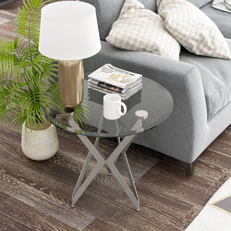 Braylyn Round Glass Top Contemporary End Table Champagne - miBasics, 4 of 7