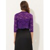 INSPIRE CHIC Women's Elegant 3/4 Sleeve Sheer Floral Lace Open Front Crop Shrug - 3 of 4