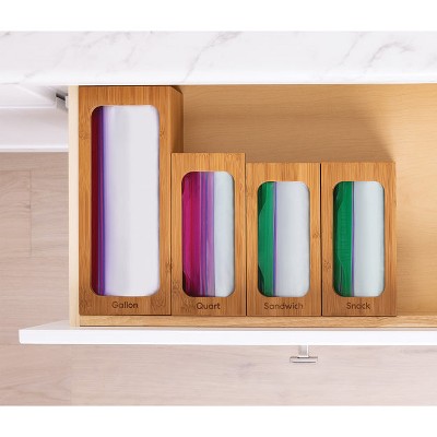 Seville Classics Bamboo Drawer Organizer Storage Bins