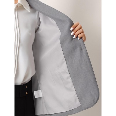 INSPIRE CHIC Women Collarless Office 1 Button Work Suit Blazer Grey Large — фото 5