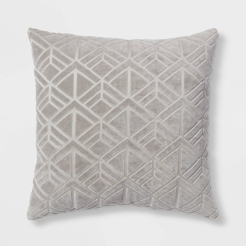 Ivory Geometric Velvet 20 Square Decorative Pillow - #84P40