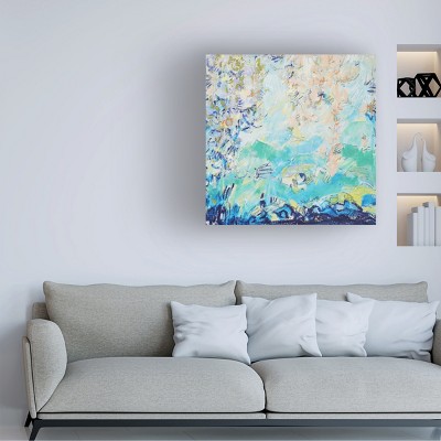 Symmetrical Abstract Canvas Art in Blue and Green, 35 x 35 Inches