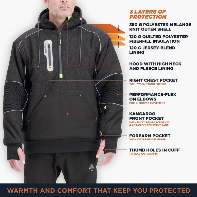 RefrigiWear Men's Extreme Hybrid Pullover Sweatshirt Reflective Insulated Hoodie, 4 of 8