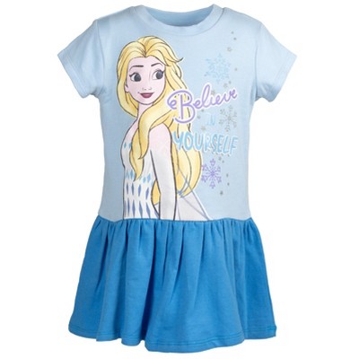 Disney Frozen Elsa Anna Moana Princess Rapunzel Jasmine Belle Girls French Terry Dress Little Kid to Big Kid