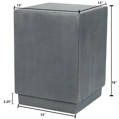 LuxenHome Gray Cement Square Indoor Outdoor Side Table
