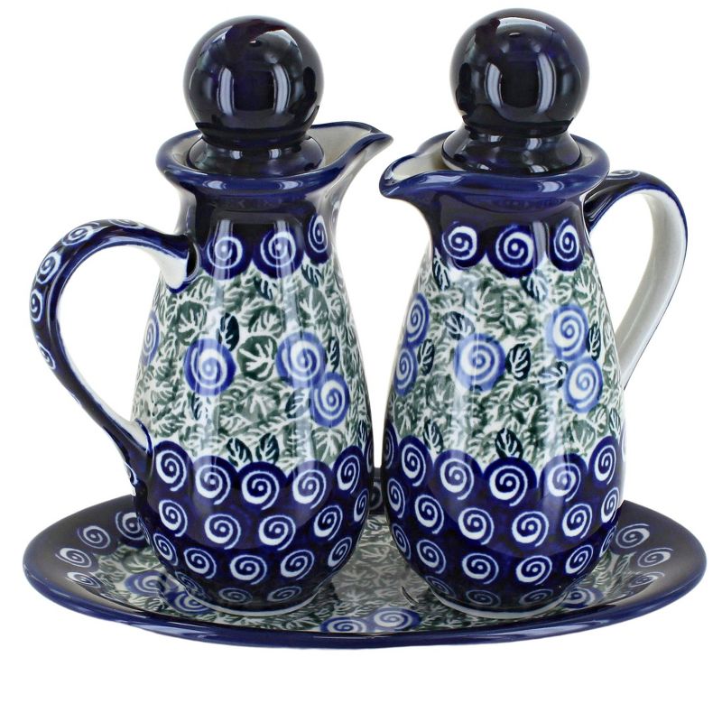 Blue Rose Polish Pottery 1184 Zaklady Oil & Vinegar Sets, 1 of 2
