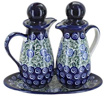 Blue Rose Polish Pottery 1184 Zaklady Oil & Vinegar Sets