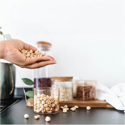 Clear Glass Food Storage Jars with Bamboo Lids, Set of 4