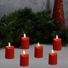 Lumabase 6ct Battery Operated 3D Wick Flame Mini Pillars Red - 3 of 4