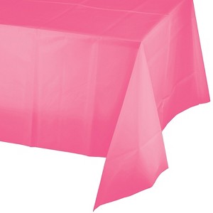 Creative Converting 54"W x 108"L Candy Pink Plastic Tablecloths 3 Count (DTC011342TC) - 1 of 1