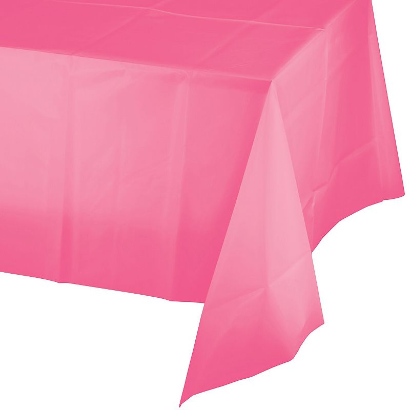 Creative Converting 54"W x 108"L Candy Pink Plastic Tablecloths 3 Count (DTC011342TC), 1 of 2