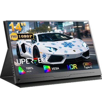 UPERFECT 14 inch Portable Monitor 1080P IPS Second Screen, USB-C & HDMI w/VESA , Anti-Glare Display, Built-in Speakers for Laptop/Phone/Console