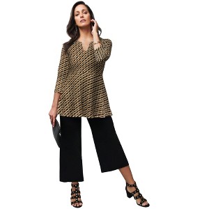 Jessica London Stretch Knit Henley Notch Babydoll Tunic - 1 of 4