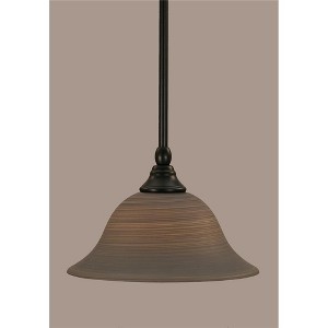 Toltec Lighting Any 1 - Light Pendant in  Matte Black with 10" Gray Linen  Shade - 1 of 1