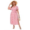 Plus Size Boho Dress Wrap V Neck Maxi Dress - 2 of 4