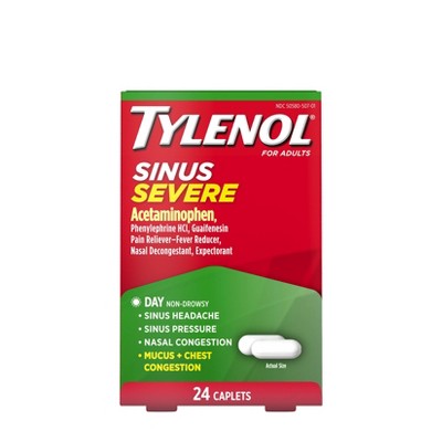 Tylenol Sinus Severe Non-Drowsy Pain & Congestion Relief Caplets - Acetaminophen - 24ct