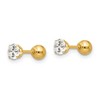 Black Bow Jewelry Reversible 4mm Crystal and Ball Screw Back Earrings in 14k Yellow Gold - 2 of 4