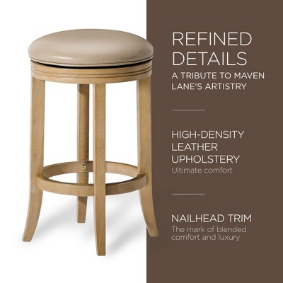 Weathered Oak Swivel Counter Stool with Vegan Leather Seat