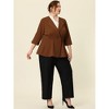 Agnes Orinda Women's Plus Size Notched Lapel Ruffle Peplum Ruched Buttons Outfits Blazers - 3 of 4