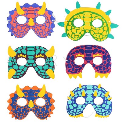 Blue Panda 24-Pack Dinosaur Foam Party Masks Cosplay Costumes for Kids, 6 Designs