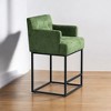 Alilang 20.87 inch Modern Upholstered Counter Chair with Armrests and Metal Frame-Green - image 2 of 4