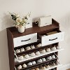 Okak Modern Freestanding Shoe Cabinet with 3 Flip Doors & 2 Drawers, Ample Storage Hidden Shoe Rack Cabinet for Entryway,Hallway, Walnut - 4 of 4