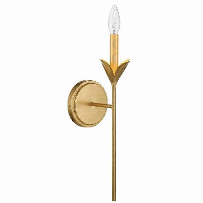 Antique Gold Wall Sconce with White Silk Shade