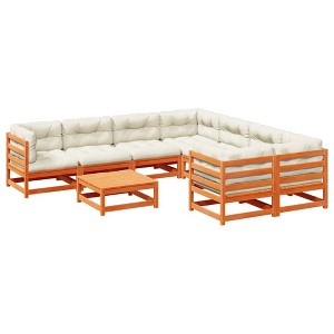 vidaXL Garden Sofa Set Wax brown, cream white - Wax brown with cushion - 1 of 4