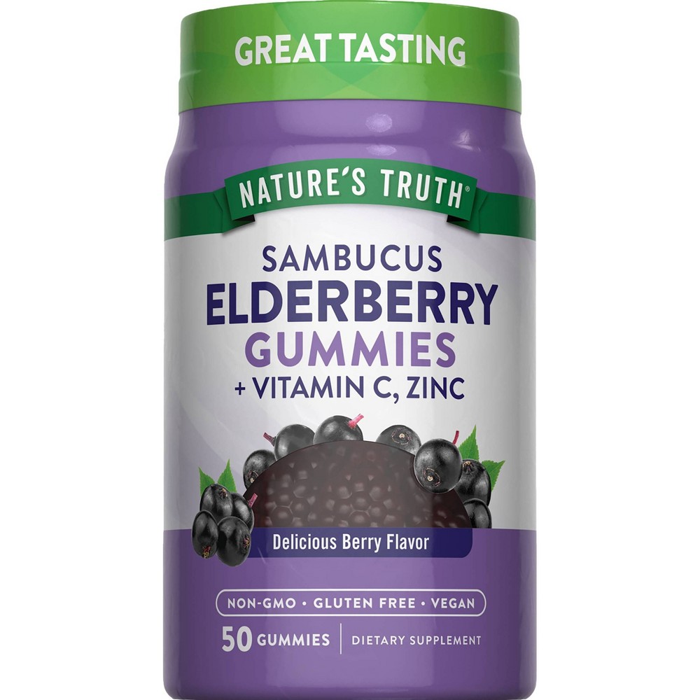 UPC 840093113733 product image for Nature's Truth Elderberry + Vitamin C Zinc Vegan Gummies - Delicious Berry - 50c | upcitemdb.com