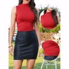 INSPIRE CHIC Women's Sleeveless Mock Neck Sides Ruched Bodysuit - 2 of 4