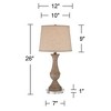 Regency Hill Avery Traditional Table Lamps Set of 2 with 7" Round Risers 25" High Faux Wood with USB LED Touch On Off Beige Shades for Living Room - 4 of 4