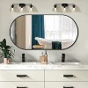 Modern Oval Bathroom Mirror,36"x18" Stainless Steel Metal Frame Wall Mount,Pre-Set Hooks for Vertical & Horizontal Hang-The Pop Home - 2 of 4